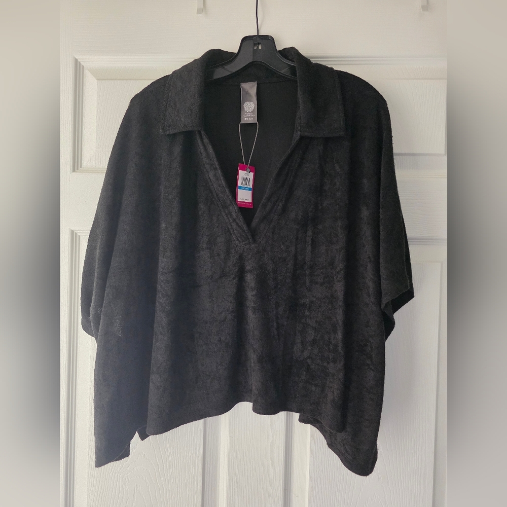 NWT Vince Camuto Terry Cloth Polo Top. One Size